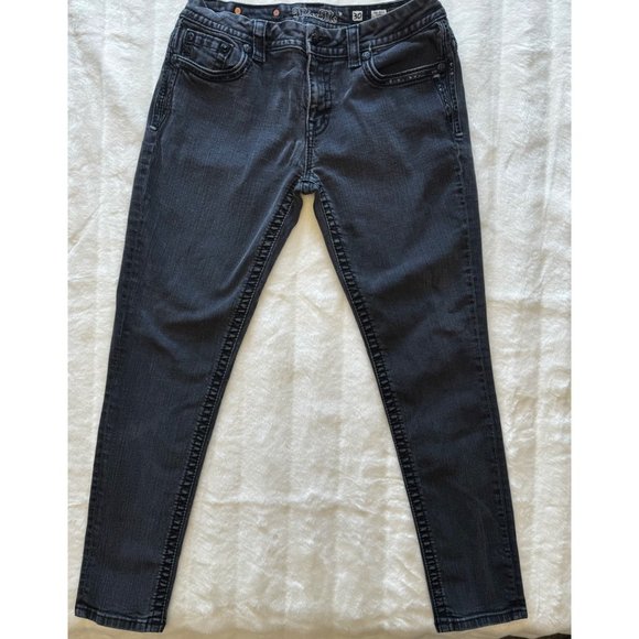 Miss Me Jeans Mid Rise Easy Skinny Denim Women’s Size 30 Rhinestones Faded - Picture 1 of 11